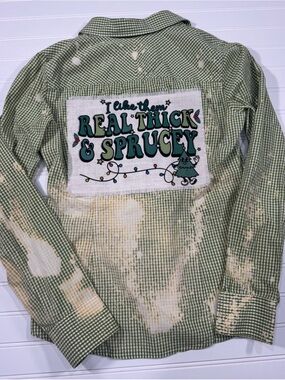 Custom Up cycled Bleached American Eagle Outfitters Shirt with Custom Patch